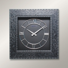 1663 BB Carved Wooden Black Square Wall Clock