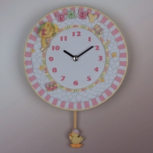18512 PW Embroidered Hand Painted Pendulum Clock