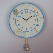 18514 BUW Renkli Oymalı Kasa, Elişi Boyama Sarkaçlı Saat