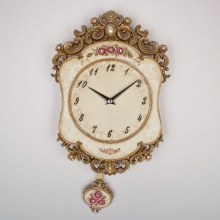 18560 GI Renkli Oymalı Kasa, Elişi Boyama Sarkaçlı Saat