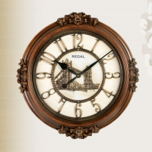 8106 AI Wooden Pattern Embossed Painted Dial Wall Clock