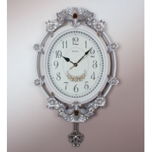 8115 WI Oval White Color Pendulum Wall Clock