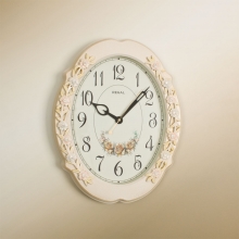 8162 W Oval Carved White Wall Clock