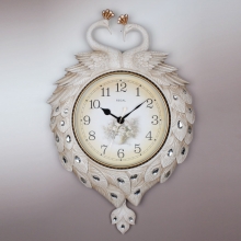 8226 W Large Size Peacock Pattern Pendulum Wall Clock